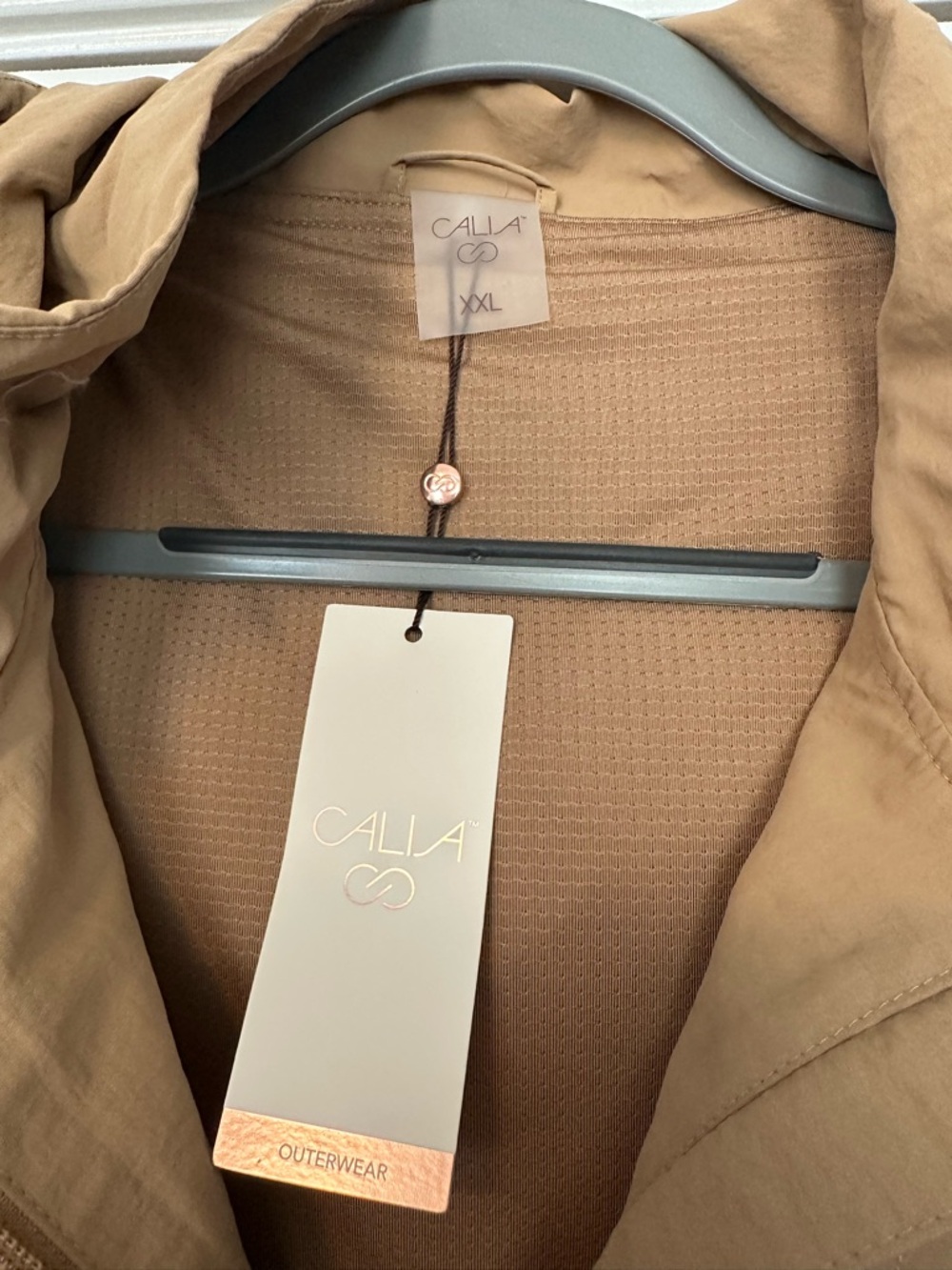 CALIA Lightweight Tan Hooded Pullover Utility Jacket - Picture 2 of 3